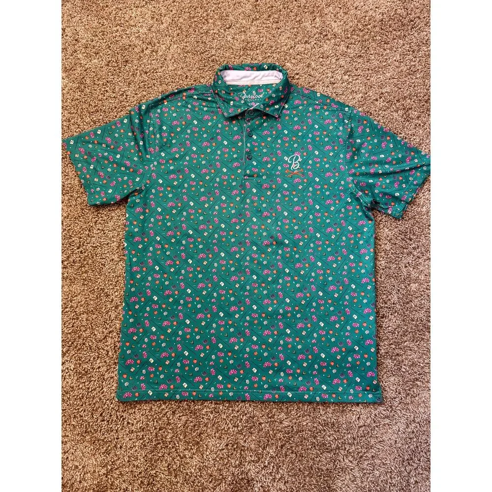 Barstool Golf Azalea Floral Print Performance Polo Shirt Mens Size Medium